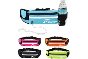 FORTITUDE SPORTS Running Belt with Phone Holder | Running Waist Pack for Phones, Headphones and Water Bottle | Waterproof Running Belt for Women and Men (Black)
