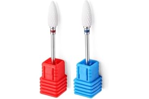 Natury Nails Set 2 pcs Fresas de Cerámica para Torno de uñas. Broca para Esmalte Semipermanente, Uñas Acrílicas y Gel. Forma de maíz. Granos fino y medio.