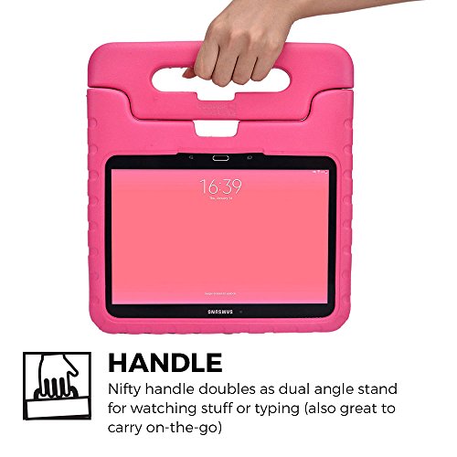 Samsung Galaxy Tab 4 10.1, Tab 3 10.1 hülle fur kinder, COOPER DYNAMO Beanspruchbare, strapazeirfähige, robuste, gepolsterte Hartschalenhülle mit integriertem Griff, Standfunktion & durchsichtigem Displaysschutz (Pink) - 5