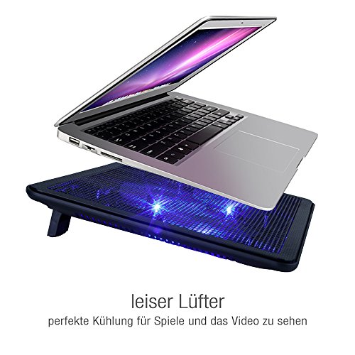 Zacro Laptop Kühler Notebook Cooler Kühlpad 15.6 – 17 Zoll 3 x Lüfter 2 x USB mit blauer lED Lampe Inkl.1 Stück zusätzliches Mousepad - 5
