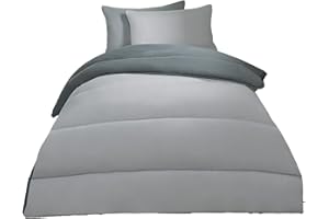 OHS 10.5 Tog Coverless Duvet Single, Reversible Quilted Duvet Bedding Washable Duvets Coverless Microfibre Super Soft Warm Comfy Single Camping Duvets, Grey/Silver
