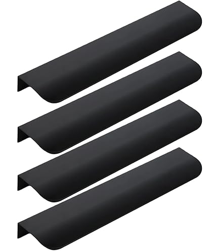 Maniglie Nascoste Per Mobili Da Cucina - Set Da 10 In Lega Di Alluminio, Nero, Interasse 96 Mm, Per Cassetti E Armadi