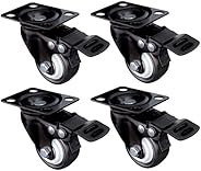 Nirox 4x Möbelrollen 50mm - Lenkrollen mit Bremse - leises Abrollen, Räder laufspurenfrei - 70mm Gesamthöhe - 