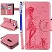Produktbild FESELE Kompatibel mit Samsung Galaxy S8 Plus Lederhülle Leder Handyhülle Mädchen Blumen Luxus Ledertasche Handytasche Bookstyle Schutzhülle Flip Case Ständer Wallet Tasche,Rosa