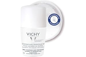 Vichy, Déodorant Anti-Transpirant 48H, Roll-On, Protège et Régule, Sans Alcool, Sans Parfum, Pour Peaux Sensibles, 50 ml