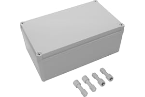 LeMotech Scatola di giunzione impermeabile IP67, scatola elettrica in ABS, custodia antipolvere per elettronica, scatole di giunzione per progetti fai-da-te, Grigio, 250 x 150 x 100 mm