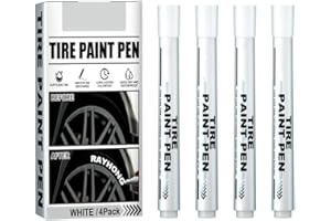 Huamengyuan Marques De Peinture De Pneus De Voiture, 4 Pcs Pneu Peinture Stylo,Stylos Marqueurs De Peinture De Pneu,Stylo Peinture Pneu Marqueurs Blanc Stylos Pour VéLo Moto,Marqueur De Pneu