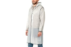 Płaszcz Przeciwdeszczowy z Długimi Rękawami i Odblaskowymi Detalami dla Kobiet i Mężczyzn - Poncho Wodoodporne z Pianki EVA z Kapturem i Guzikami - Perletti