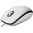 Logitech M100 Wired USB Mouse, 3-Buttons,1000 DPI Optical Tracking, Ambidextrous, Compatible with PC, Mac, Laptop - White