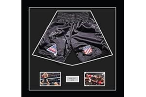 Kwik Picture Framing Ltd Boxing Shorts Frame Display for Mike Tyson Shorts Frame. with Free 2 x 6” x 4” Photos Black Mount - Black Frame