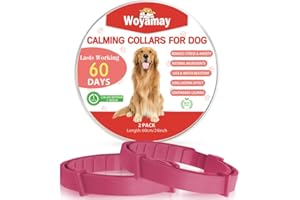 Woyamay Collar Calmante para Perros, Collar Antiansiedad con Tamaño Ajustable, Impermeable Natural Collar de Feromonas Calmante a 60 Días para Perros Pequeños, Medianos y Grandes Rojo 2 Paquetes