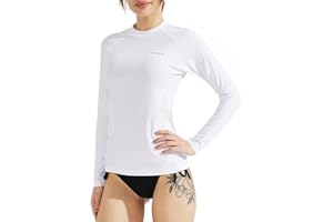 SURFEASY Rashguard Femme Manche Longue, Séchage Rapide Maillot de Bain pour Natation Surf