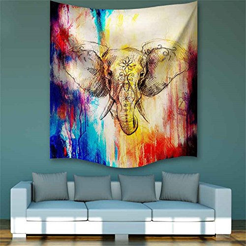 Dremisland Abstrakt Elefanten Indische Wand Dekor Hippie Tapisserien Böhmische Mandala Tapisserie Wand Hanging Throw (L/229*153cm(90″*60″)) - 3
