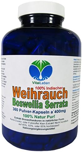 Incense, 100% Indian Boswellia Serrata, Powder Capsules 400mg