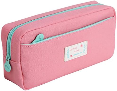 Canvas Pencil Case Stationery Bag Concise Design Large Capacity (Red)