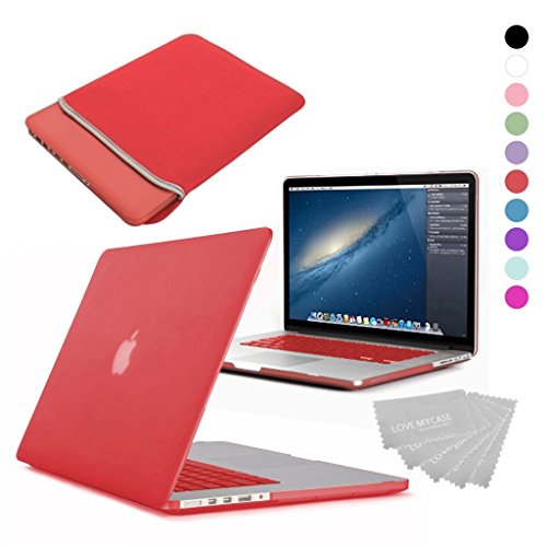 Canard en caoutchouc givré Coque rigide douce au toucher - Housse pour MacBook Pro 33,8 cm (modèle?: A1278) avec housse pour clavier, en néoprène 5 x Love My Case Étui et chiffon de nettoyage rouge - rouge