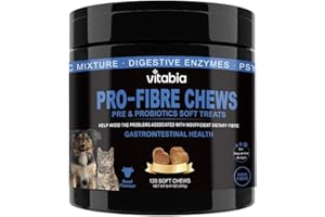 VITABIA Pro Fibre For Dogs and Cats - Natural Fibre Supplement Dog Cat Treats For Gut Health, Anal Glands - Scooter Gland Treatment For Dogs, Cats with Pro Fibre and Probiotics For Dogs Cats (120 Count)
