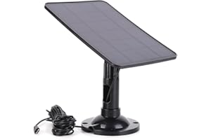 Fiorky 20W Solar Panel, 5V IP Security Camera Charger Voltage Regulator Monocrystalline Solar Panel Charger Micro USB/Type-C Wall Mount 360 Adjustable Bracket for Wireless Outdoor Security