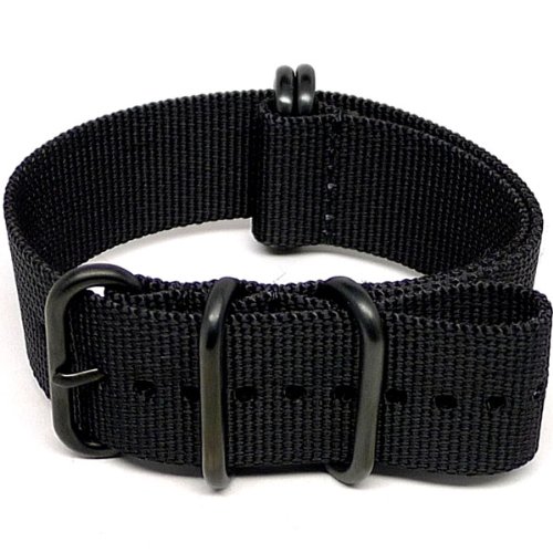 DaLuca Ballistic Nylon NATO Watch Strap - Black (PVD Buckle) : 22mm DaLuca Ballistic Nylon NATO Watch Strap - Black (PVD Buckle) : 22mm
