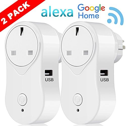 WIFI Smart Plug Alexa Accessories – FAGORY Smart Sockets Wifi with USB Output, No Hub Required Timer APP/Voice Controlled Smart Plugs Works with Amazon Alexa &amp; Echo Dot &amp; Google Home Assistant [2 PACK]