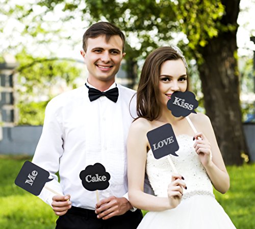 BizoeRade 10pcs Photo Booth Props Hochzeit Ideen Foto Minitafel Schilder mit Spieße Mini Tafeln Fotografie Props Hochzeit Dekorationen - 5