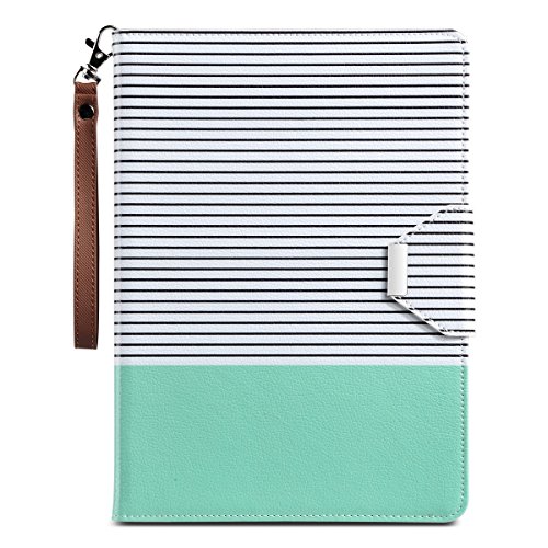 iPad Air Hülle, ULAK iPad 5 Hülle 360 Grad Rotierend Stand Smart Cover Case Schutzhülle Tasche Etui mit Auto Schlaf / Wach Funktion für Apple iPad Air/iPad 5 (Minimal Mint Stripes) - 5