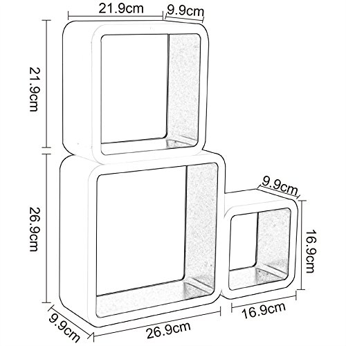 WOLTU RG9236ws-a Wandregal Cubes, MDF Holz, Hängeregal Bücherregal, CD/DVD Aufbewahrung, Regal, Weiß - 4