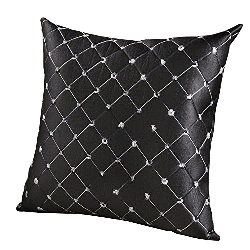 Sanwood Plaids Dekokissen-Hülle Platz Kissenbezug für Car Hause (Schwarz)