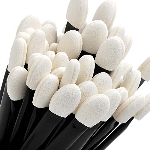G2PLUS 100 PCS Disposable Eyeshadow Brush Dual Sided Oval Sponge Tipped Makeup Applicator Tool