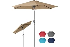 Panana Garden Parasol Sun Shade Outdoor Umbrella 8 Sturdy Ribs with Crank and Tilt Mechanism for Patio, Deck, Patio and Balcony
