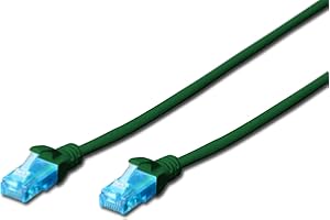 DIGITUS LAN Kabel Cat 5e - 1m - Kabel sieciowy RJ45 - Nieekranowany U/UTP - Kompatybilny z Cat-6 i Cat-5 - Zielona