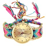 OverDose Damen Native Handmade Damen Vintage Quarzuhr Traumfänger Freundschaft Uhren (A)
