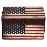 Truhe, Holzkiste mit hochwertigen Canvas bezogen im Vintage Stil