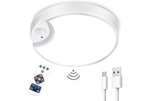 FUNLENRY Rechargeable Motion Sensor Light with Remote, 7.5inch 400LM 8000mAh Battery Powered Ceiling Light Motion Sensor Battery Operated Lights indoor, Battery Pir Light for Shed Loft Garage Hallway Bathroom