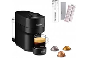 De'Longhi Nespresso Vertuo Pop ENV90.B, Máquina de Café de Cápsulas + Aeroccino Incluido, 4 Tamaños de Taza, Tecnología de Centrifugación, Kit Descalcificador Incluido, Negro Regaliz