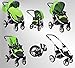 True Love Larmax Pram & Pushchair Travel System (car seat & adapter, raincover, mosquito net, swivel wheels) 23 Cosmic Black & Aqua