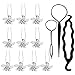 kilofly Rhinestone Flower Hair Pins Set of 10, Emily, + Hair Styling Bun Maker Tools