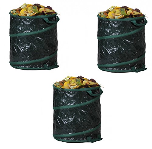 3x VAVIDA Pop Up Gartensack Laubsack Rasensack Gartenabfallsack Abfallsack 120L