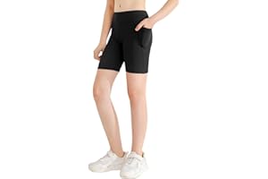 Naiyafly Girls Volleyball Bike Shorts Stretch Youth Athletic Gymnastics Shorts Kid Yoga Dance Compression Shorts with Pocket
