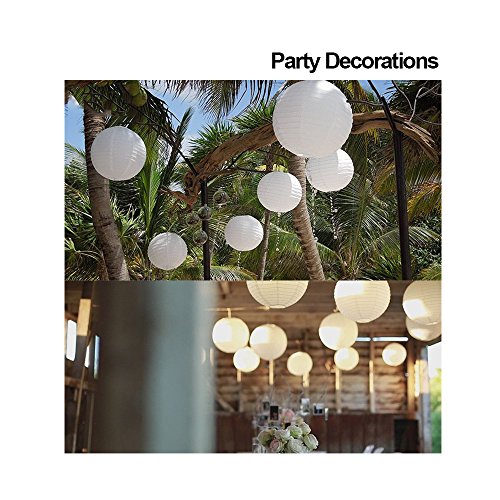 ilauke 12er weiße Papier Laterne Lampenschirm Lampion Ø 15cm 6″ in Kugel-Form Ballform für Hochtzeit Kirche Garten Party Dekoration (Ø 15cm 6″) - 7
