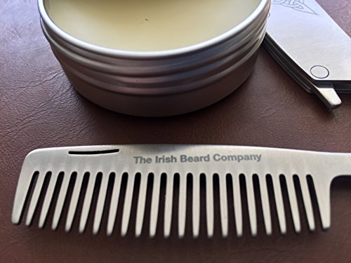 Sleek Edelstahl Falten, der Bart & Schnurrbart Kamm Pocket Größe mit Built in Flaschenöffner und 100% Natural Bart Balm - 3