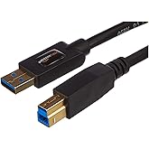 Amazon Basics USB-A to USB-B 3.0 Cable, 4.8Gbps High-Speed with Gold-Plated Plugs, 6 foot, 1.8 m, Black