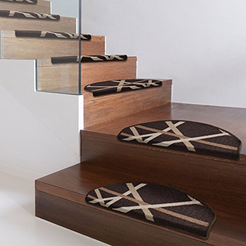 Stufenmatten Budget | in zwei Farben: dunkelbraun | mit Retro Streifenmuster | günstiges 15er Sparset - 4
