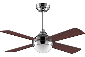 Ovlaim Quiet DC Motor 122cm Wood Ceiling Fan with Lights Remote Control for Bedroom Living Room, Silent DC Motor, 4 Blades Brown