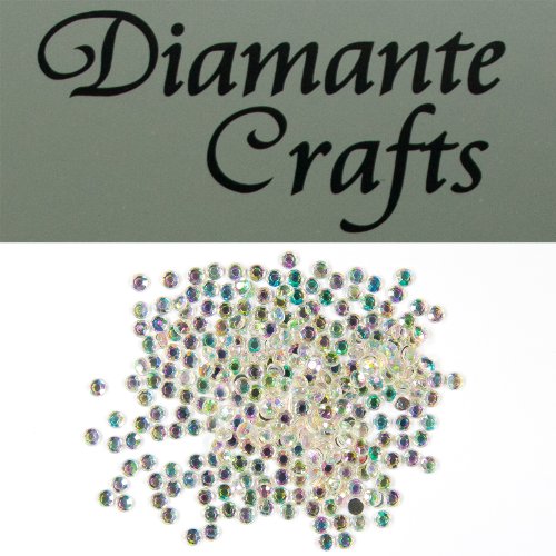 300 x 3mm Clear Iridescent AB Round Diamante Loose Flat Back Rhinestone Gems created exclusively for Diamante Crafts
