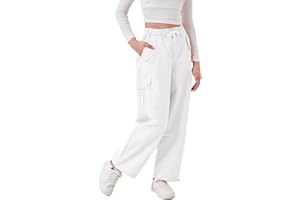 Rolanko Ragazze Pantaloni Larghi da Paracadutista, Joggers Vintage Y2K con Elastico in Vita Regolabile per Bambini