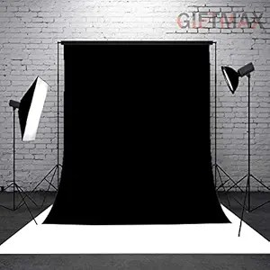 GiftMax Photography Backdrop Stand Kit Background Support Kit Foldable with Bag and Curtain Cloth (with Stand KIT + Black Cloth)