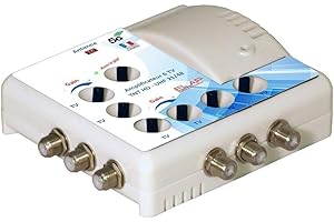 Elap 372016 Amplificateur TV TNT Intérieur - 6 Sorties - Filtre 4G Blanc 372016