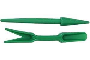 UN-BRAND Tragbares Kunststoff-Gartengeräte-Set – Widger und Pikierstab (grün, 2 Stück)