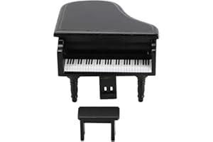 ZERODIS Zestaw pianina do domku dla lalek 1:12 Mini symulacja drewniane meble do domku dla lalek Fortepian ze stołkiem Model domku dla lalek scena zabawka (czarny)